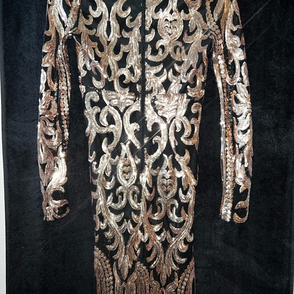 Rose gold and black long sleeve maxi dress - Picture 6 of 6